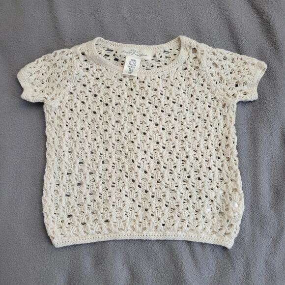 H&M Other - LOGG H and M Baby Girls 2T‎ Beige Crochet Sweater See Through Pullover